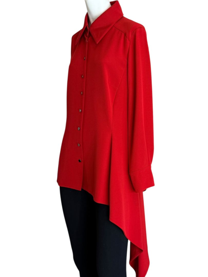 Pamella Roland Peplum Blouse with Asymmetrical Drape - Large