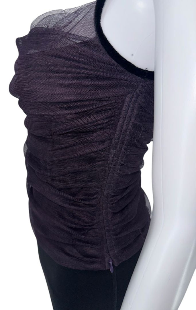 Lida Baday Ruched Mesh Overlay Camisole – Size 8 (Excellent Pre-Owned Condition)