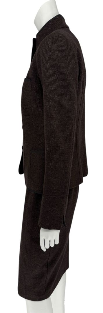 Maxmara Brown Herringbone Skirt Suit - Size 44