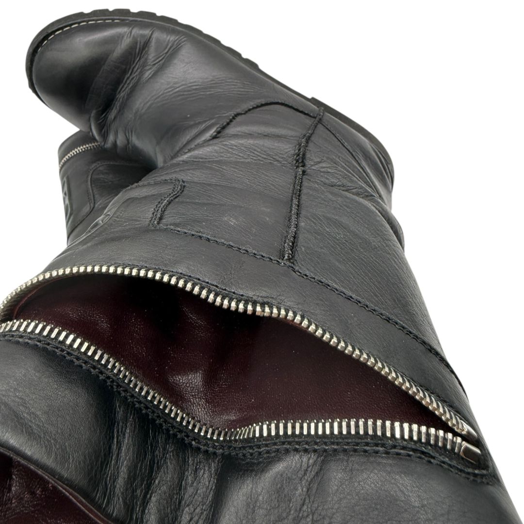 Chanel Leather Mid-Calf Moto Boots – Size 40.5