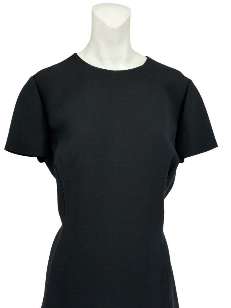 CHRISTIAN DIOR Black Wool-Silk Mini Dress with Sequin Embroidered Hem - US 12