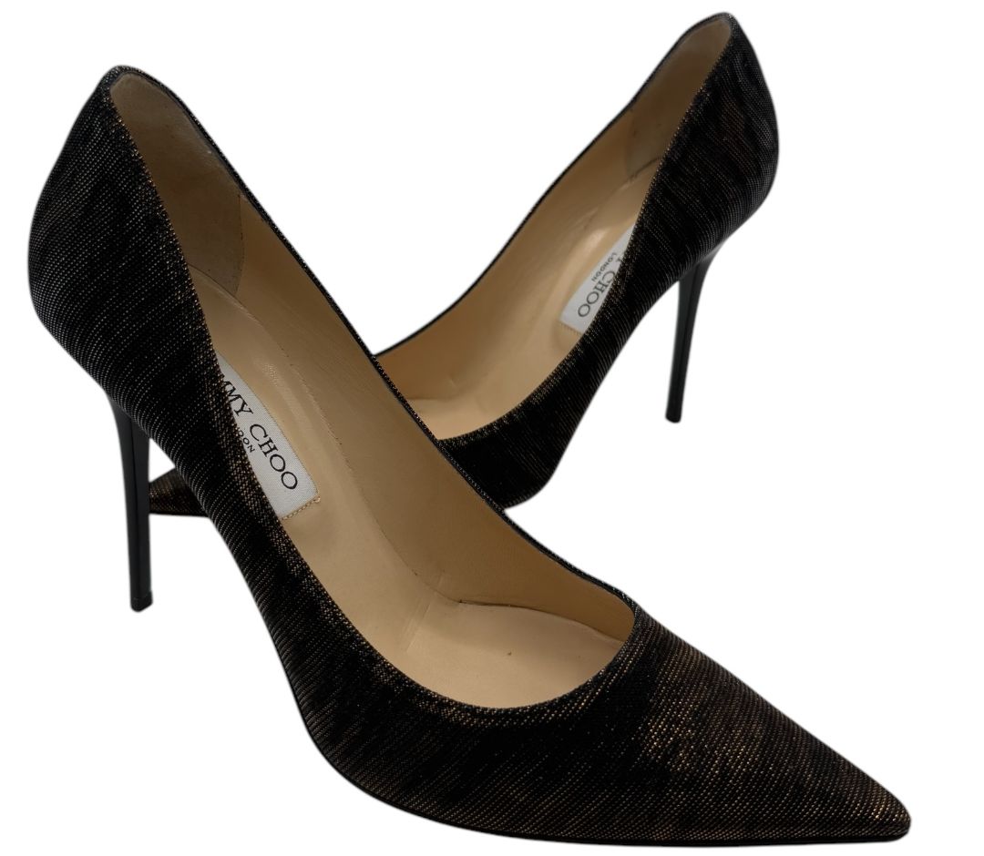 Jimmy Choo Black Textured Fabric Pointed-Toe Pumps – Size 42