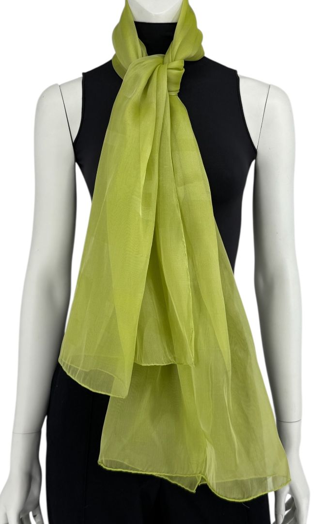 Chanel Sheer Logo Scarf in Chartreuse Green – Made in Italy