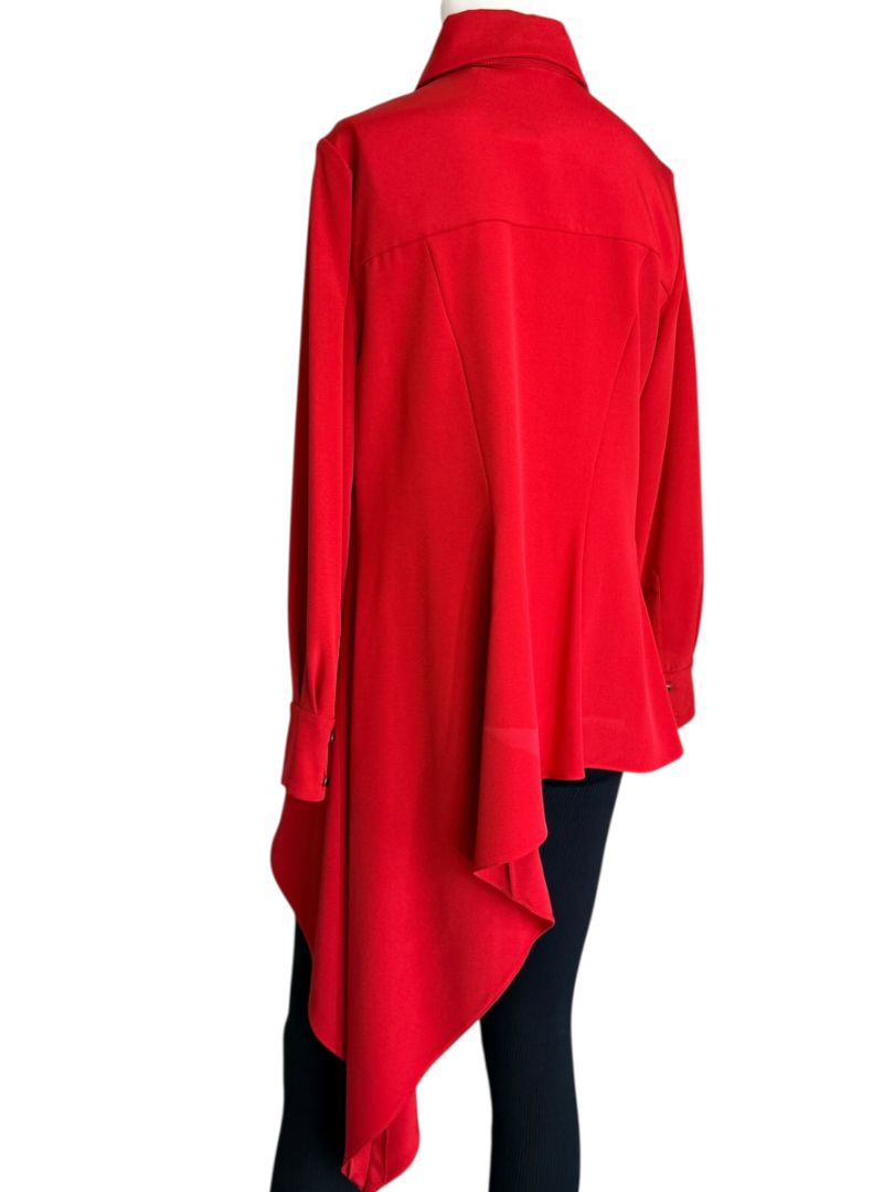 Pamella Roland Peplum Blouse with Asymmetrical Drape - Large
