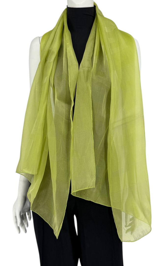 Chanel Sheer Logo Scarf in Chartreuse Green – Made in Italy