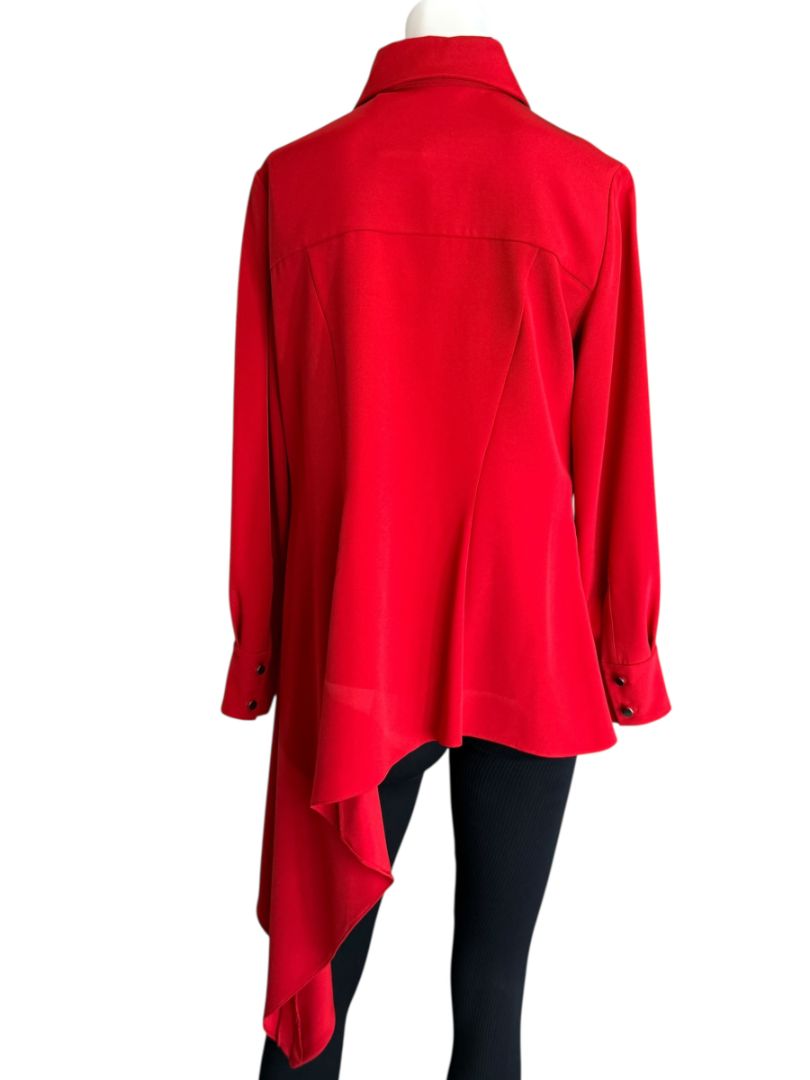 Pamella Roland Peplum Blouse with Asymmetrical Drape - Large
