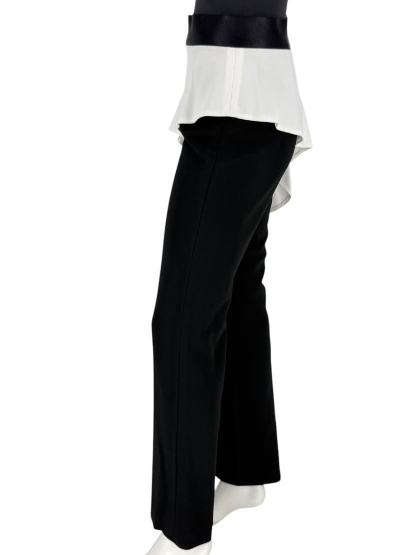 Pamella Roland Black Pants with White Asymmetrical Overlay – Large