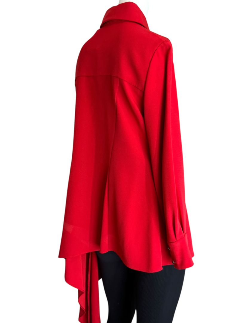 Pamella Roland Peplum Blouse with Asymmetrical Drape - Large