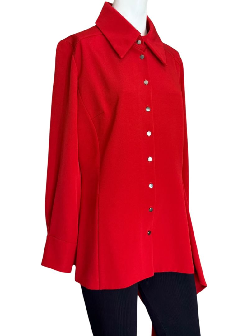 Pamella Roland Peplum Blouse with Asymmetrical Drape - Large