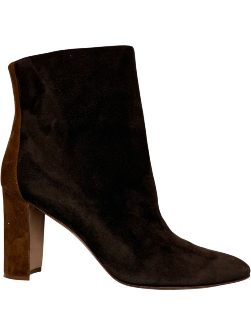 Manolo Blahnik Two-Tone Brown Suede Ankle Booties – Size 39.5