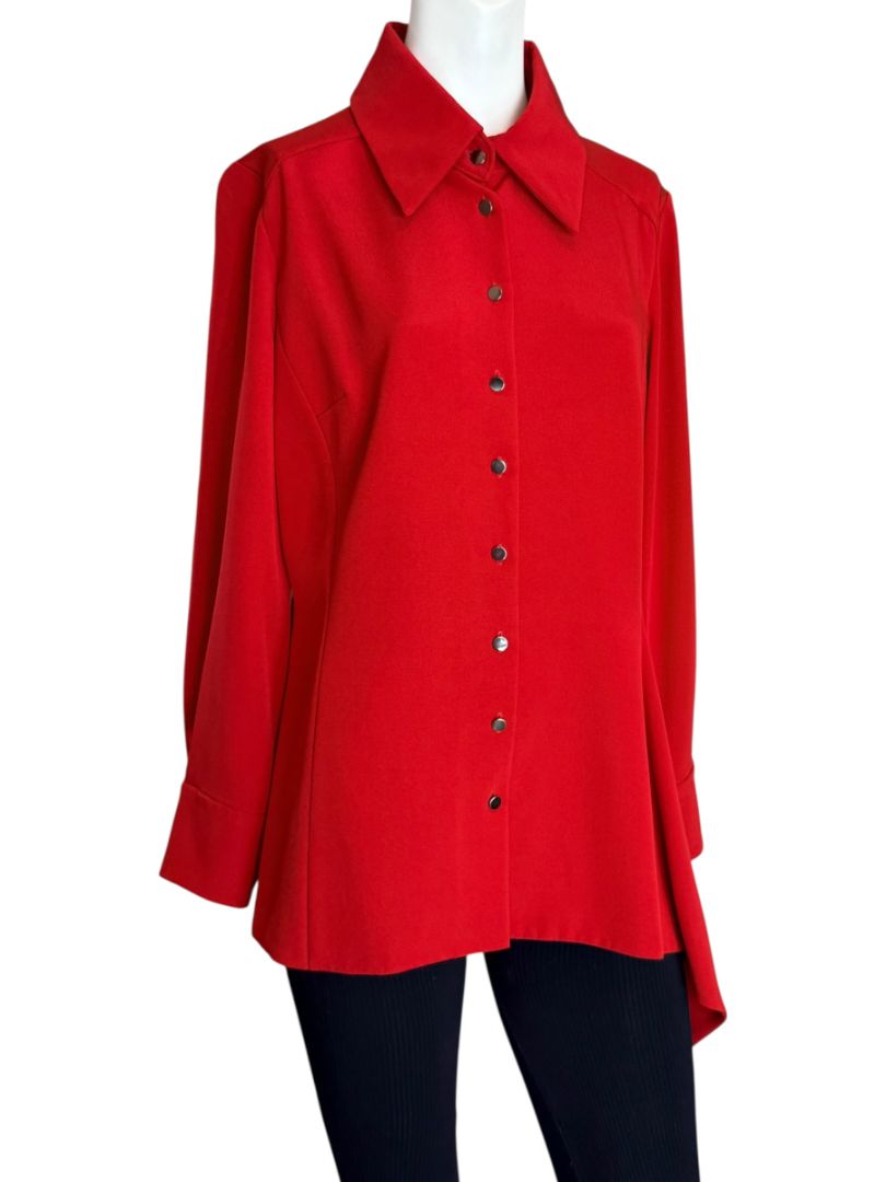 Pamella Roland Peplum Blouse with Asymmetrical Drape - Large