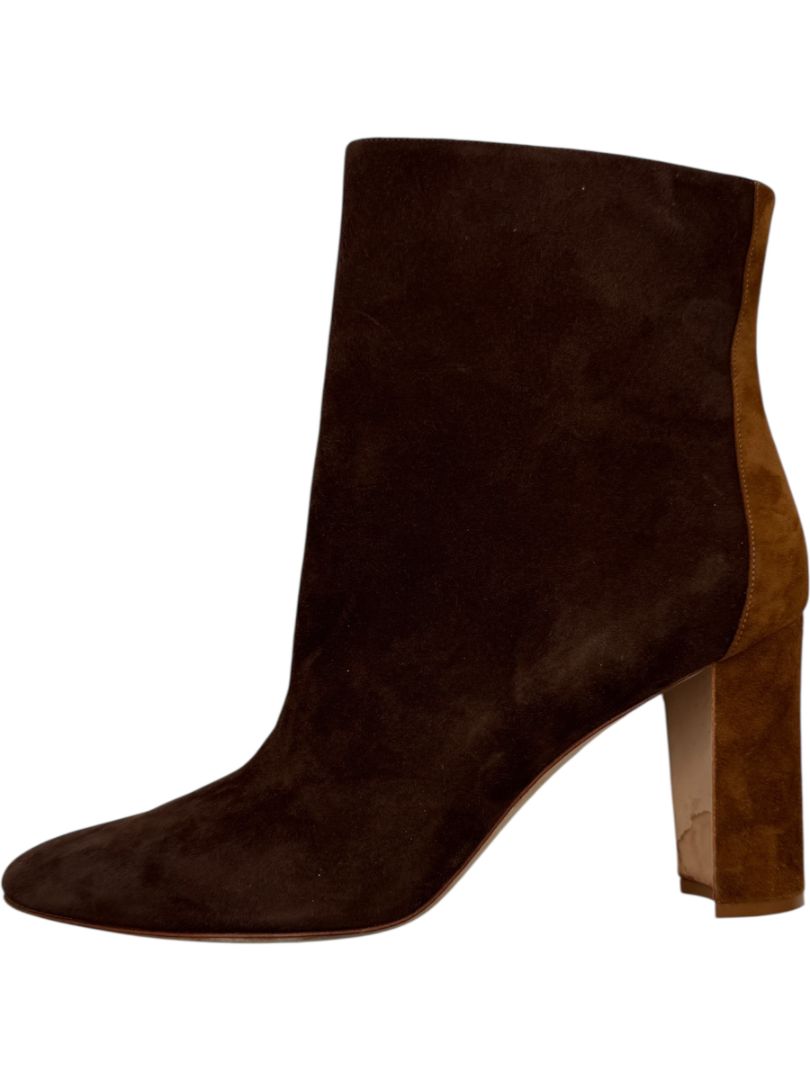 Manolo Blahnik Two-Tone Brown Suede Ankle Booties – Size 39.5