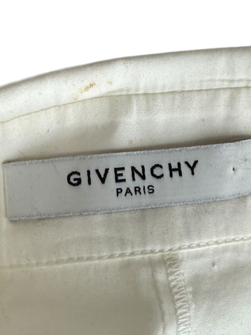 Givenchy Paris White Cotton Silk Button Down Shirt Blouse Women’s FR 42 US 10
