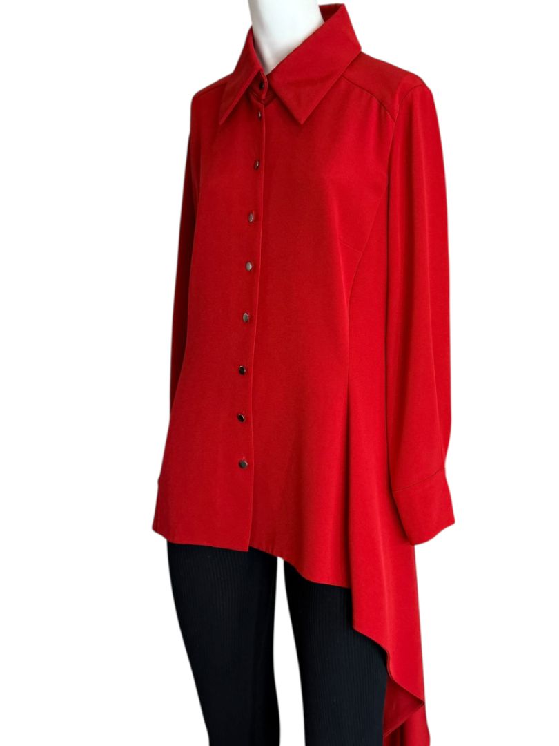 Pamella Roland Peplum Blouse with Asymmetrical Drape - Large