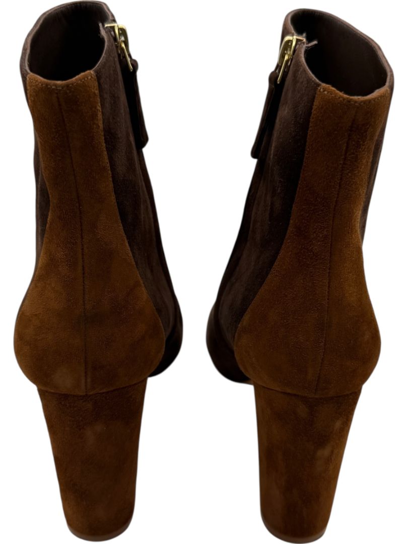 Manolo Blahnik Two-Tone Brown Suede Ankle Booties – Size 39.5