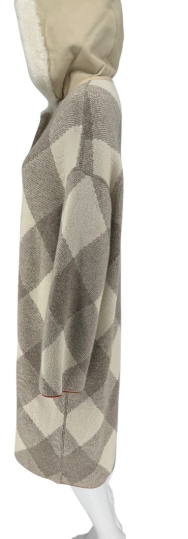 Loro Piana Natural Cashmere Argyle Hooded Coat – Size XS – Excellent Preowned Condition