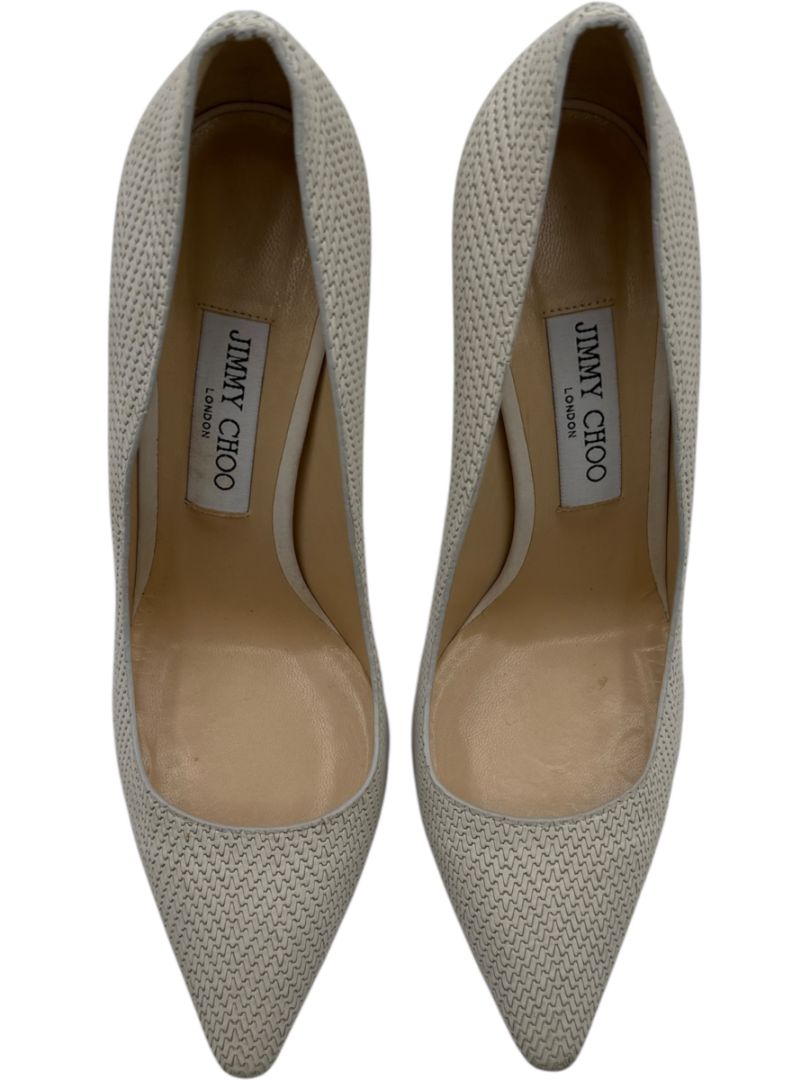 Jimmy Choo Ivory Woven Leather Pointed Toe Pumps – Size 39.5