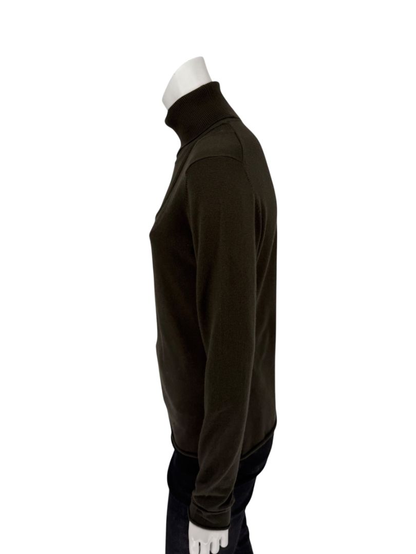 Burberry London Olive Silk-Wool-Cashmere Turtleneck Sweater – Size L