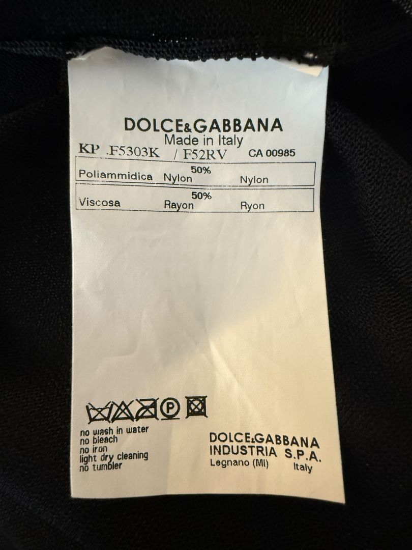 Dolce & Gabbana Black Sheer Layered V-Neck Top – Size L