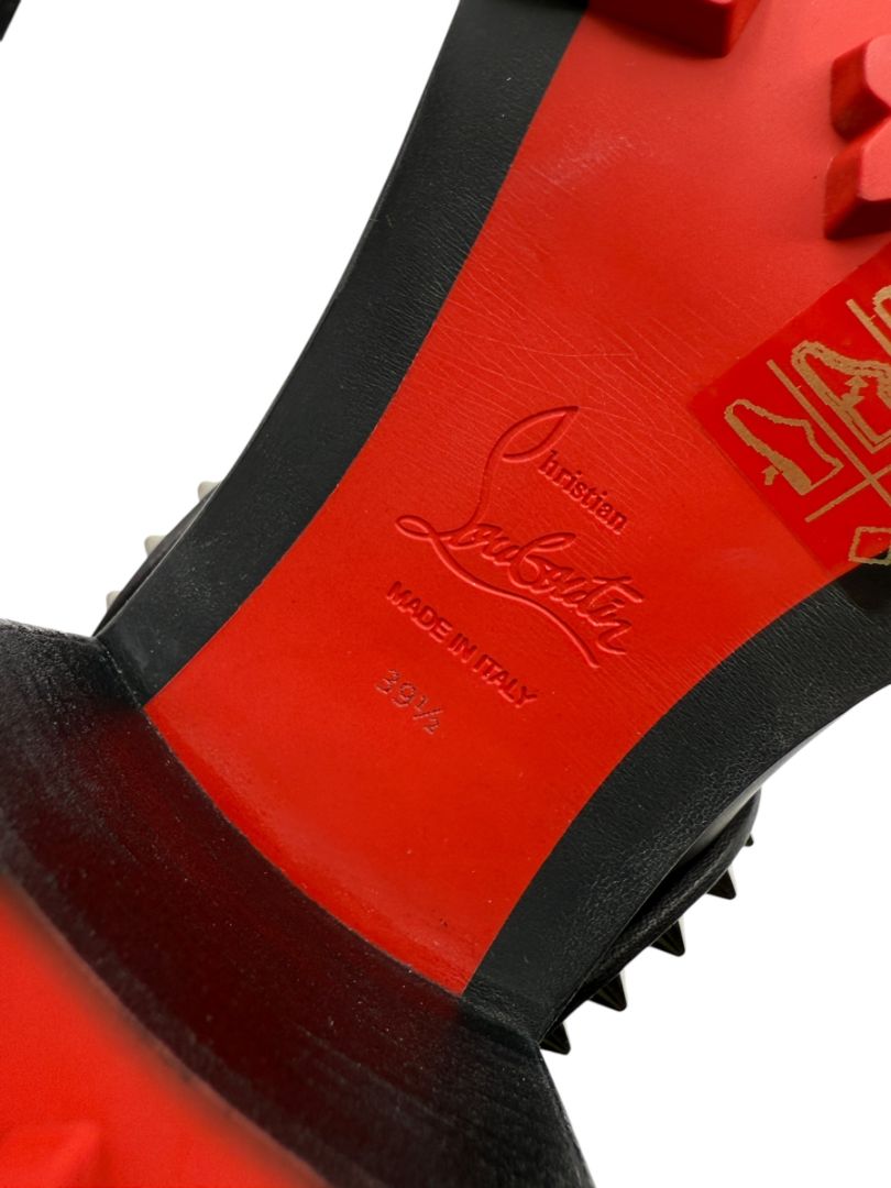 Christian Louboutin Black Leather Chelsea Boots with Spikes – Size 39.5