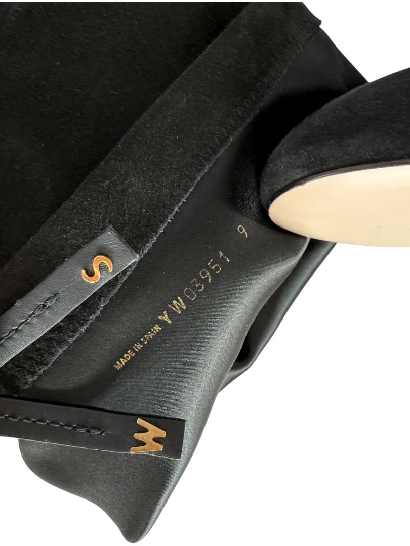 Stuart Weitzman Black Velvet Crystal Heel Over-the-Knee Boots – Size 9