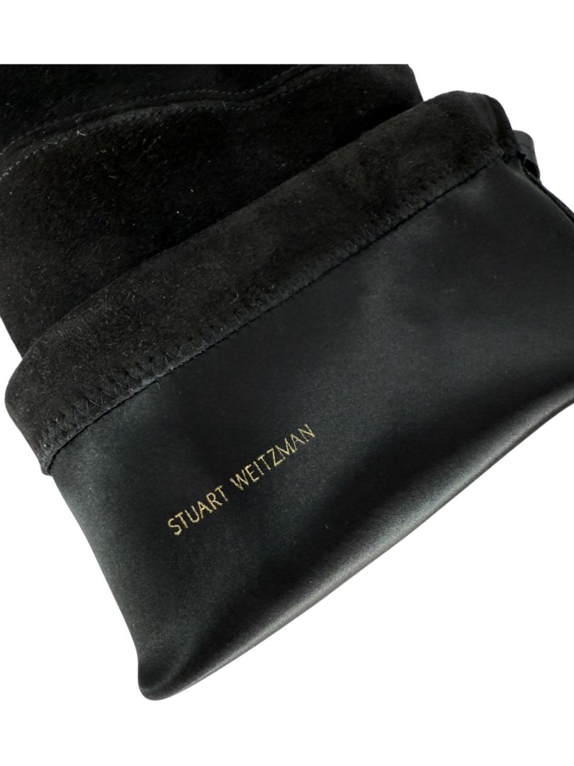 Stuart Weitzman Black Velvet Crystal Heel Over-the-Knee Boots – Size 9