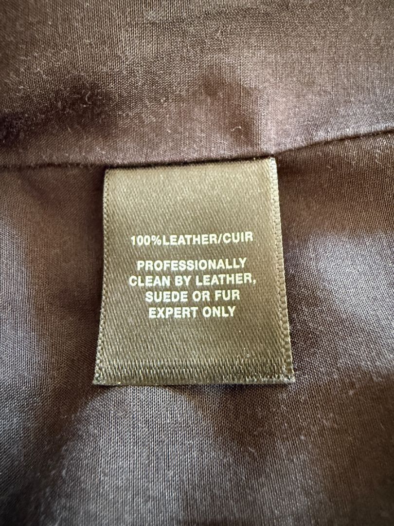 Lafayette 148 New York Metallic Leather Short-Sleeve Zip Jacket – Size M