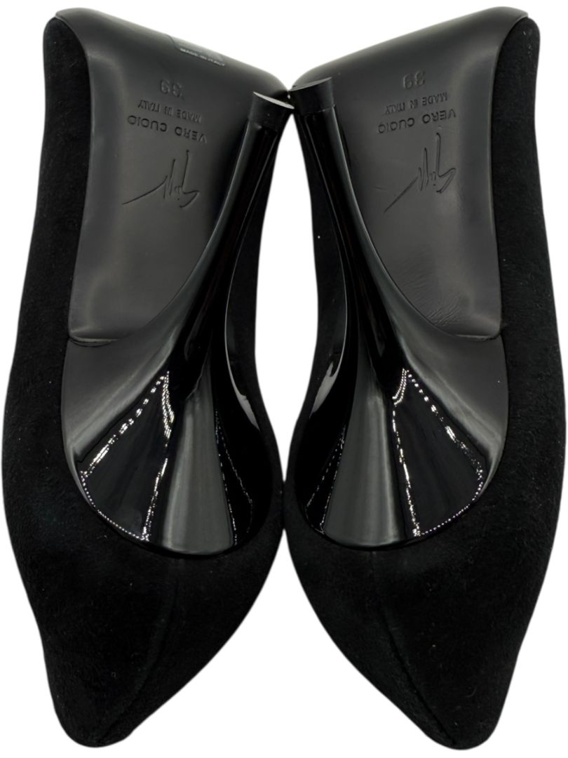 Giuseppe Zanotti Black Suede Cap Toe Pumps – Size 39