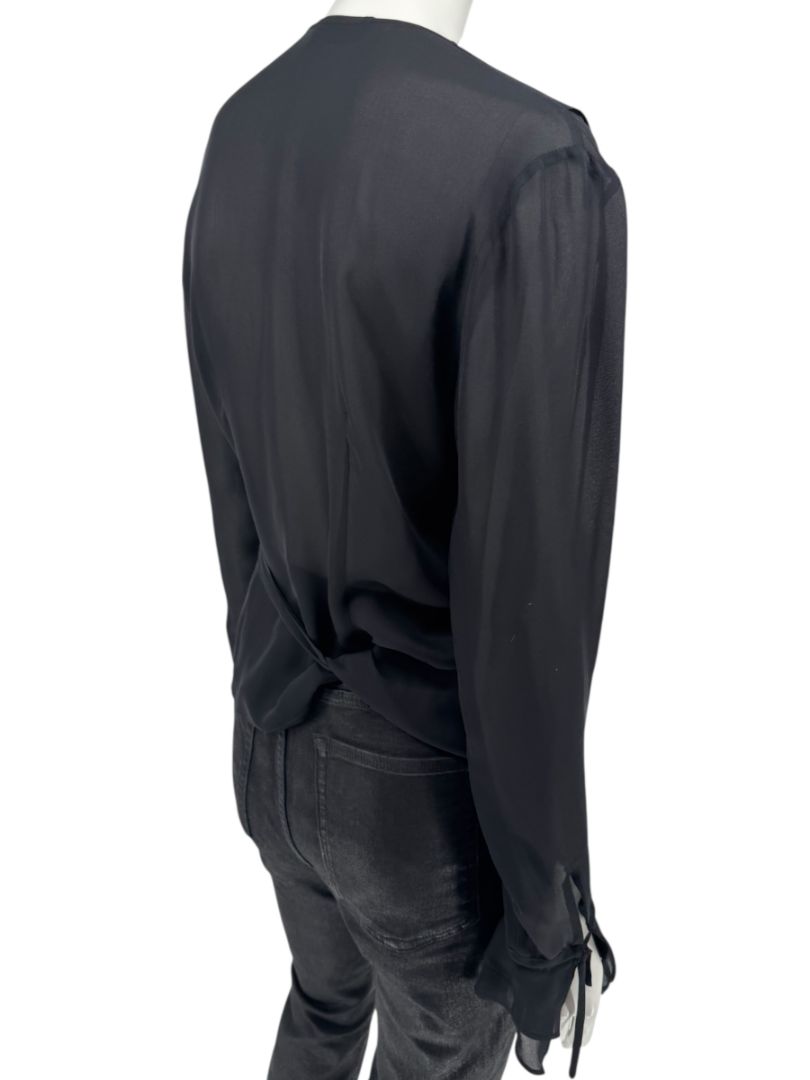 Ron Leal Black Sheer Wrap Blouse – Size 6 US / 42 IT