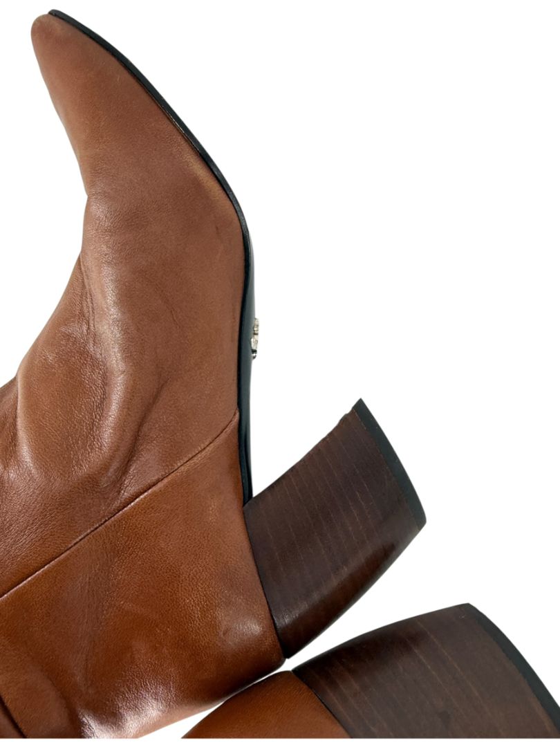 Prada Chestnut Brown Leather Knee-High Boots – Size 39