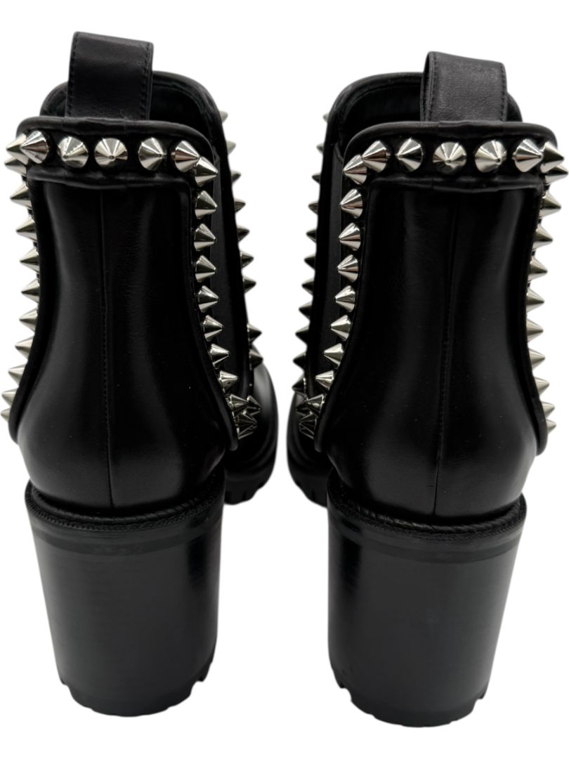 Christian Louboutin Black Leather Chelsea Boots with Spikes – Size 39.5