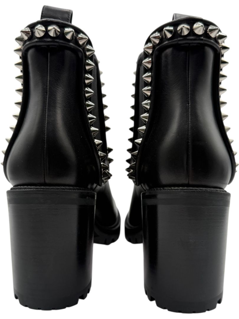 Christian Louboutin Black Leather Chelsea Boots with Spikes – Size 39.5