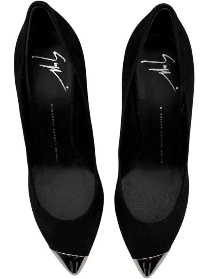 Giuseppe Zanotti Black Suede Cap Toe Pumps – Size 39