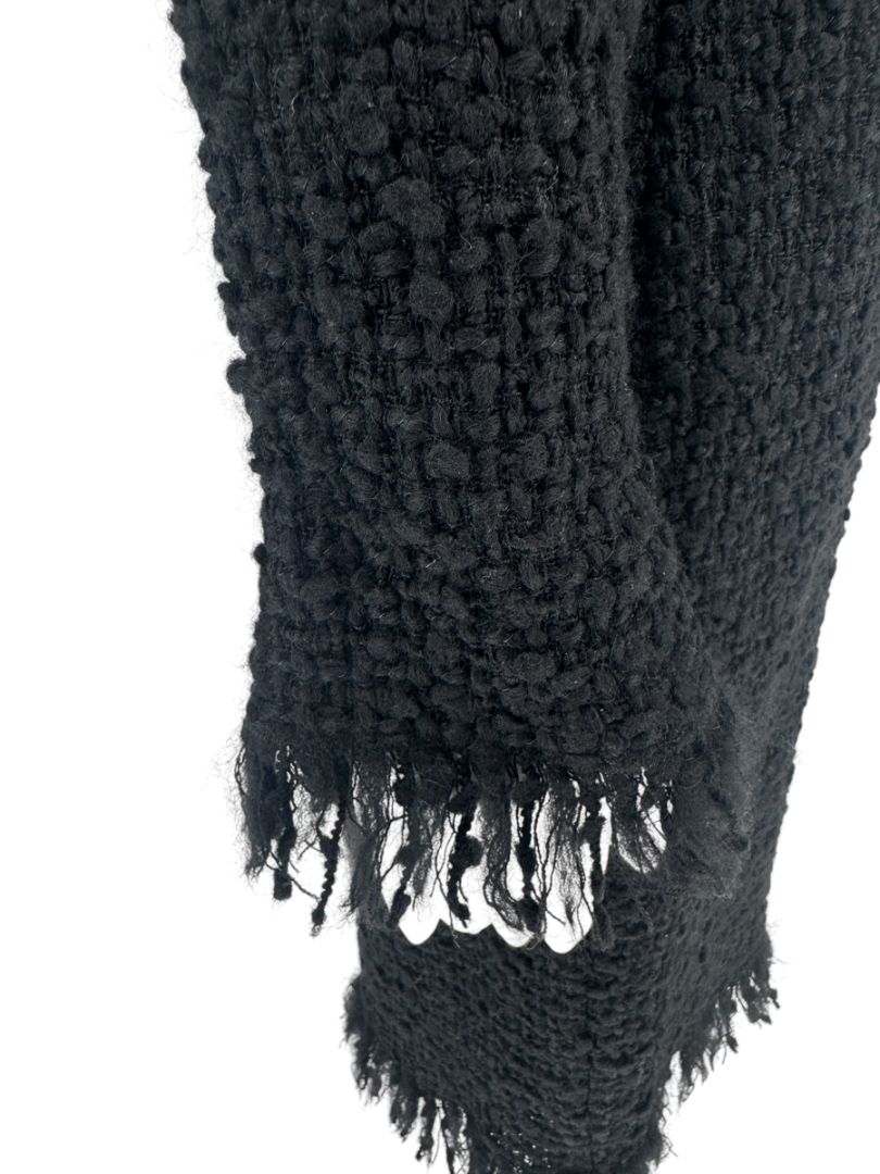 Chanel Runway Fall 2010 Black Wool Tweed Illusion Neckline Dress – Size 38