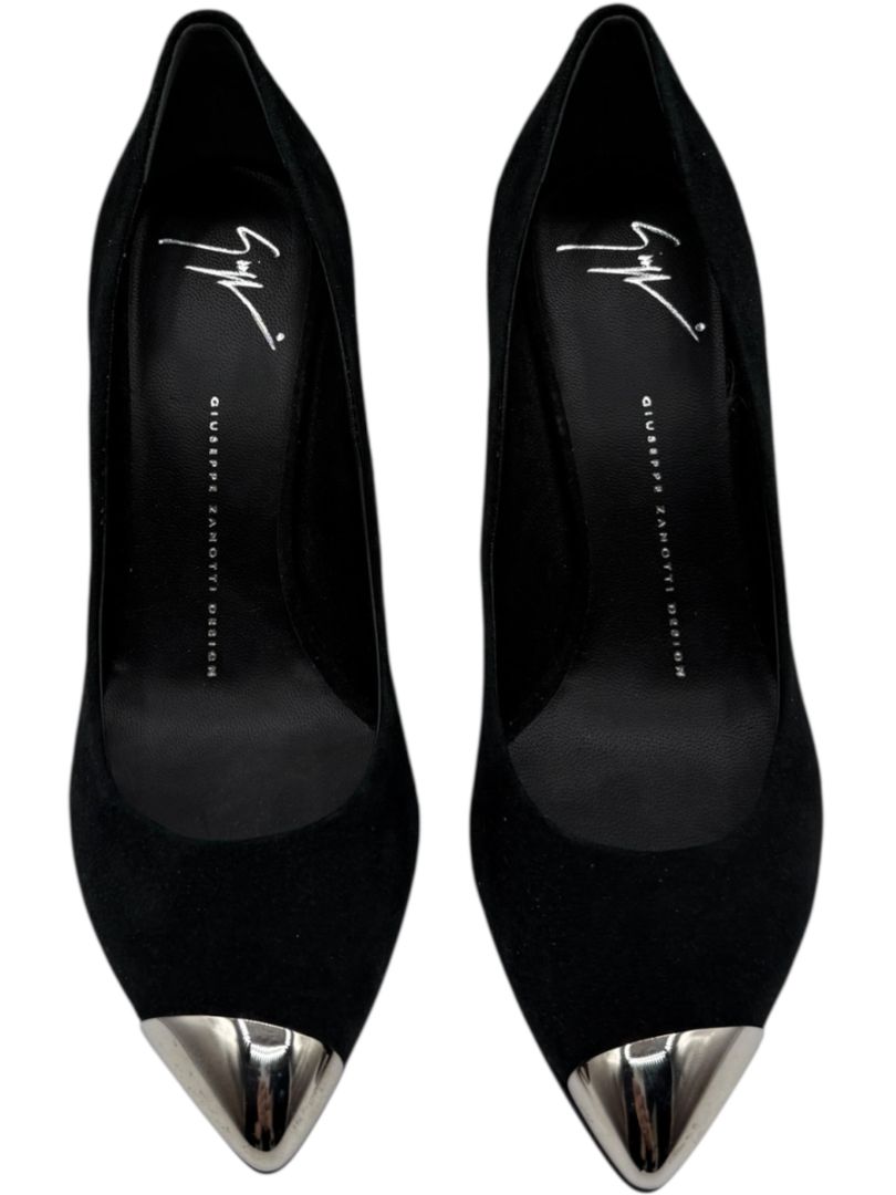 Giuseppe Zanotti Black Suede Cap Toe Pumps – Size 39