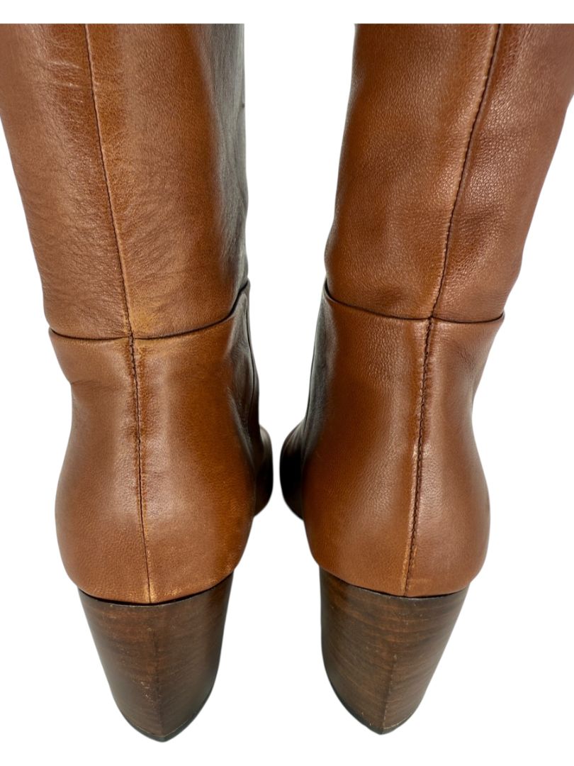 Prada Chestnut Brown Leather Knee-High Boots – Size 39