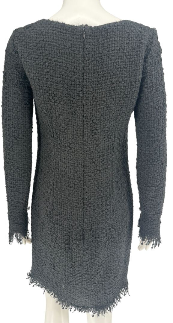 Chanel Runway Fall 2010 Black Wool Tweed Illusion Neckline Dress – Size 38
