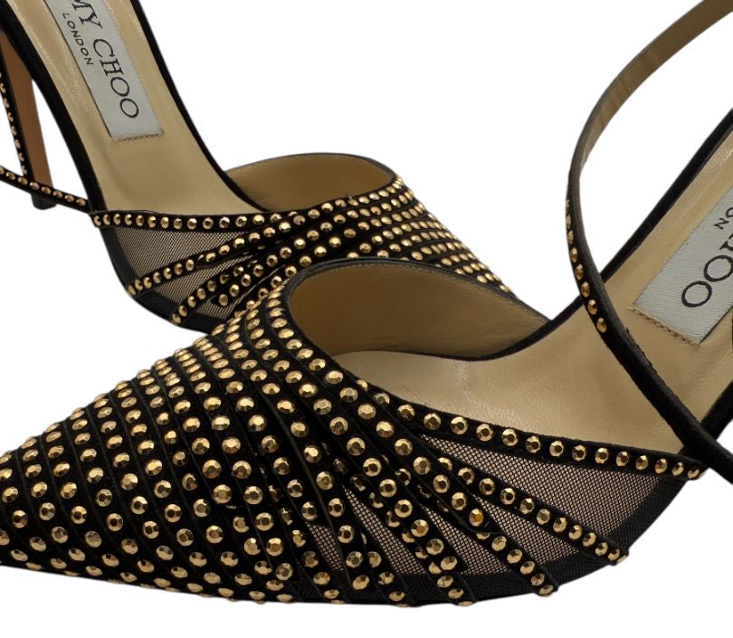 Jimmy Choo Black Studded Mesh Pumps – Size 37 – Excellent Preowned Condition (Worn Once)