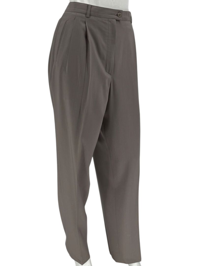 Zanella “Sara” Taupe Virgin Wool Pleated Trousers – Size 14