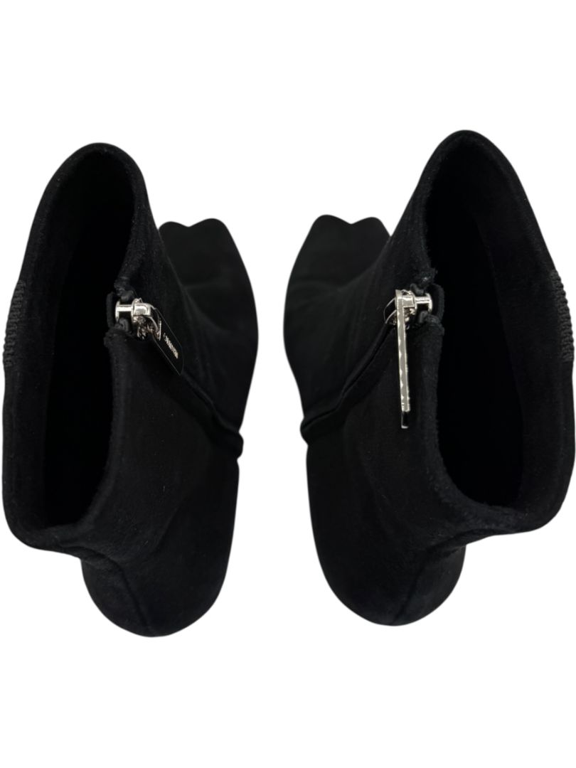 Calvin Klein Black Suede Booties with Silver Toe Cap – Size 39