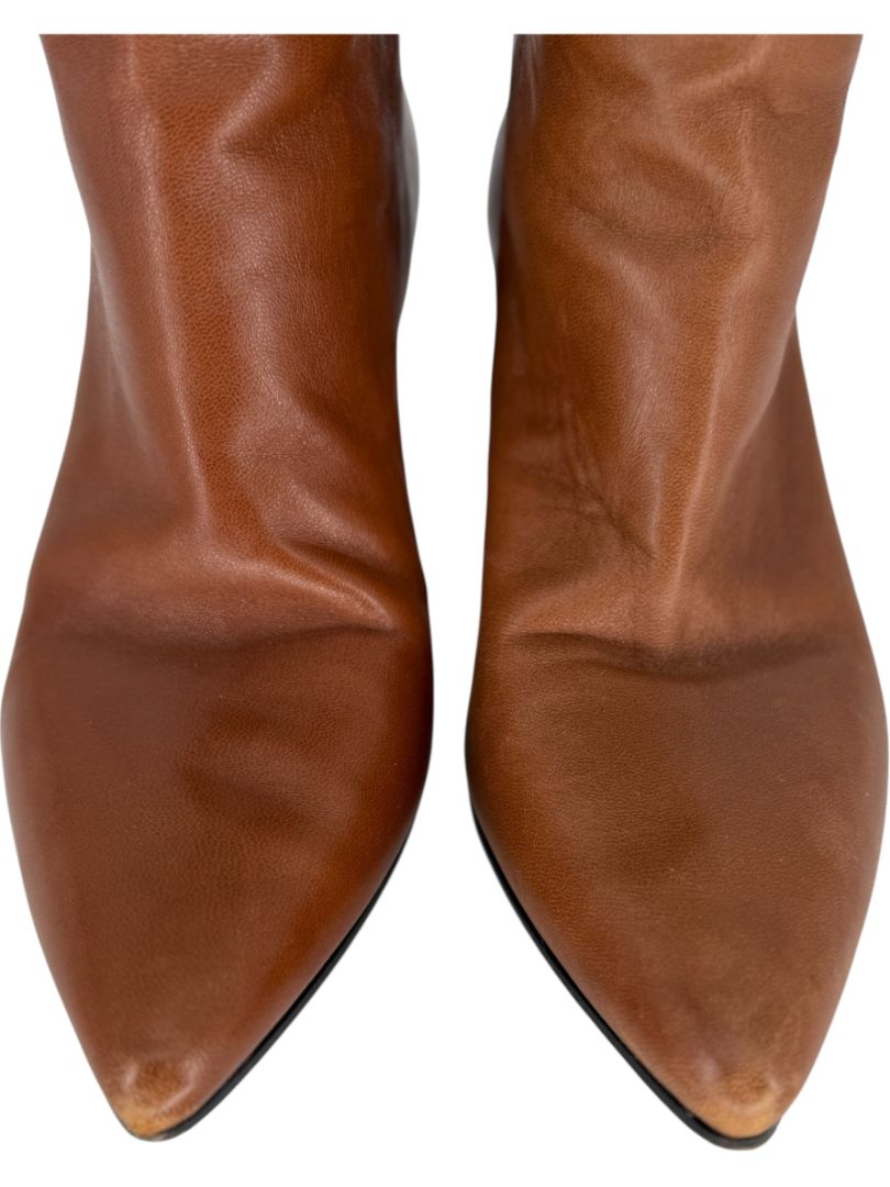 Prada Chestnut Brown Leather Knee-High Boots – Size 39