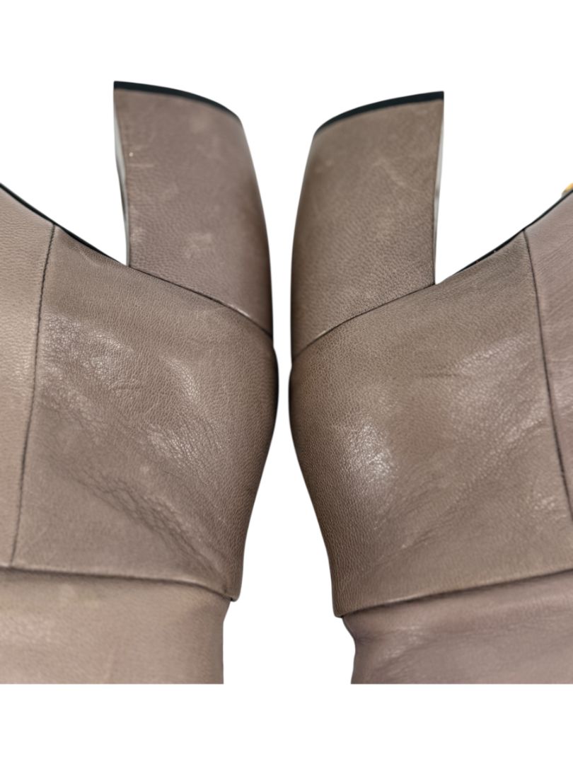 Prada Taupe Leather Knee-High Boots – Size 39.5