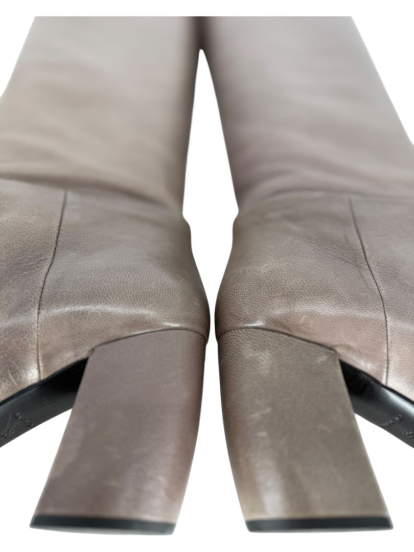 Prada Taupe Leather Knee-High Boots – Size 39.5