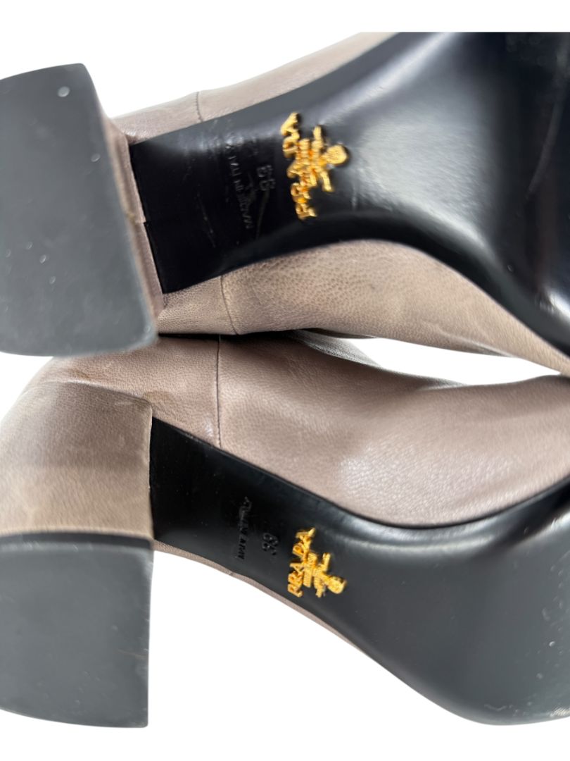 Prada Taupe Leather Knee-High Boots – Size 39.5