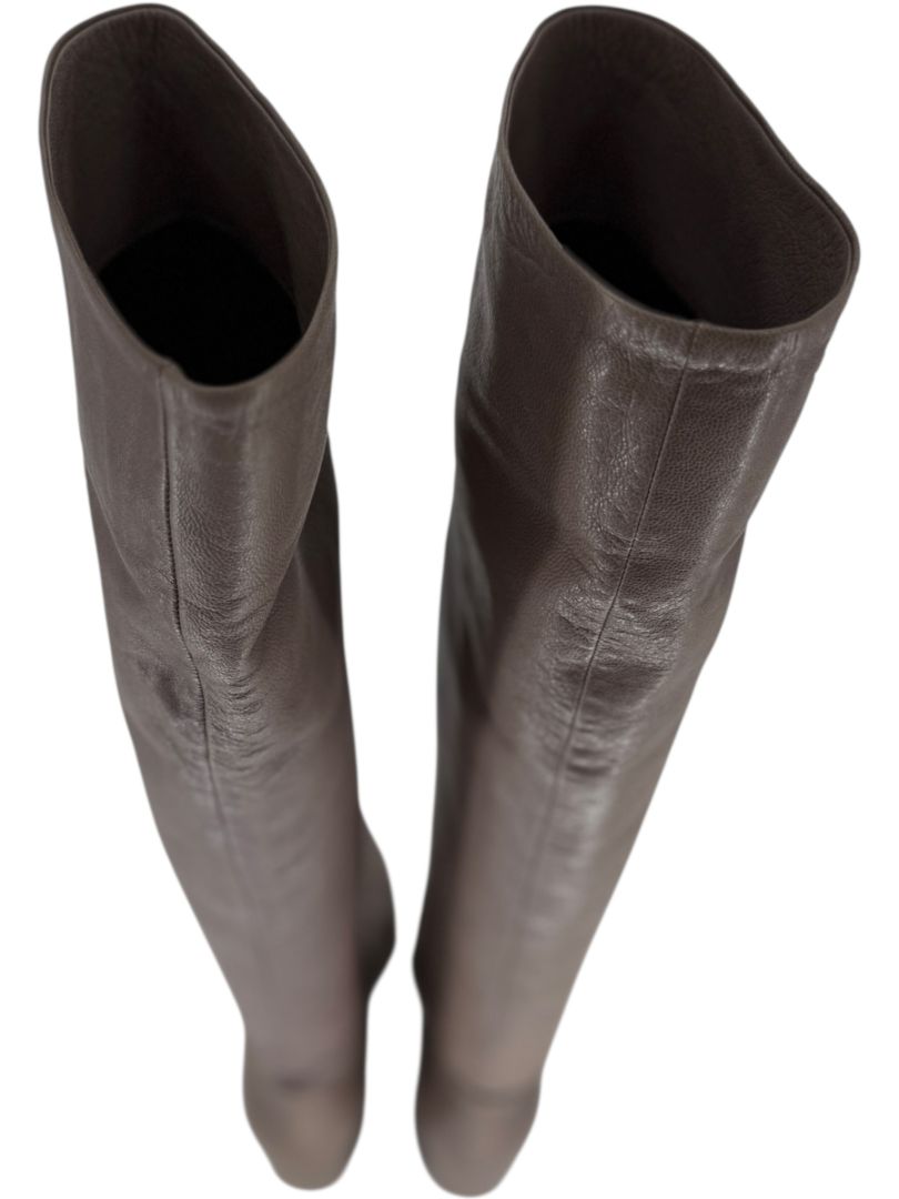 Prada Taupe Leather Knee-High Boots – Size 39.5