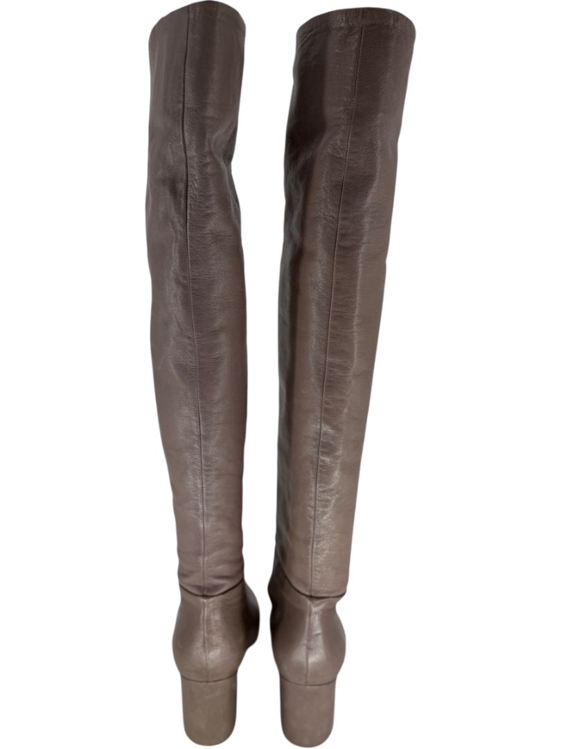 Prada Taupe Leather Knee-High Boots – Size 39.5