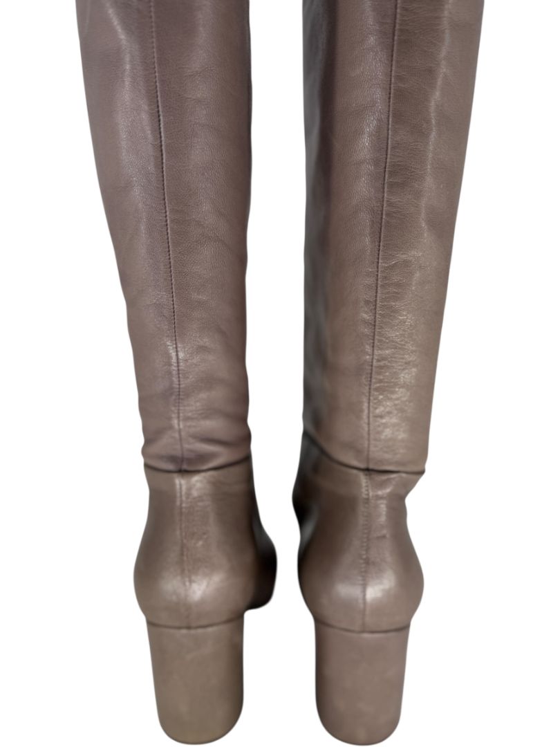 Prada Taupe Leather Knee-High Boots – Size 39.5