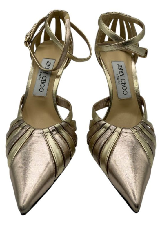 Jimmy Choo Travis 100 Gold Pumps - NIB Size 36.5