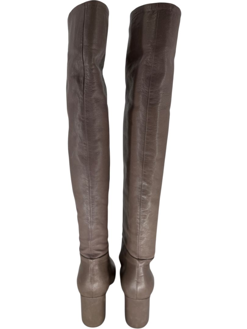 Prada Taupe Leather Knee-High Boots – Size 39.5