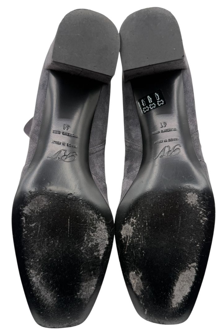 Roger Vivier Gray Suede Ankle Boots with Buckle Detail – Size 41